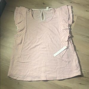 Caslon Striped Flutter Sleeved Top NWT